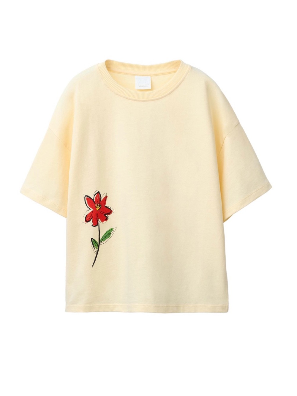 Zara Floral Print Yellow Short Sleeve Cropped T-Shirt Girls 9-10 Years